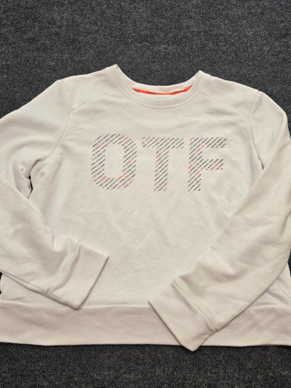 Orangetheory Fitness OTF Sweatshirt Women’s Large White Crewneck Long Sleeve Pul